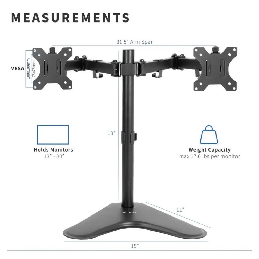 VIVO STAND-V102F Full Motion Dual Monitor Desk Stand - Black
